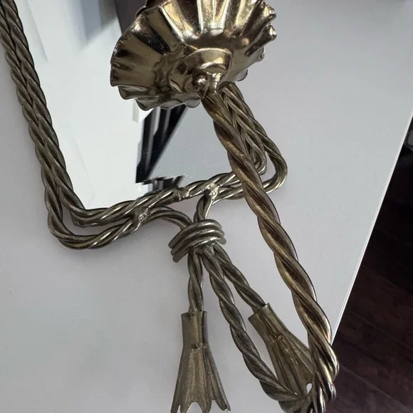 MCM brass mirror candle wall sconce - Picture 2 of 7